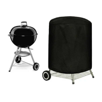 210D Outdoor Round Barbecue Cover Heavy Duty Grill Cover Fire Pit Stove Waterproof Gas Charcoal Electric BBQ Cover