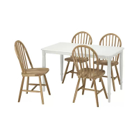 DANDERYD/SKOGSTA 餐桌附4張餐椅, 白色/相思木, 130 公分