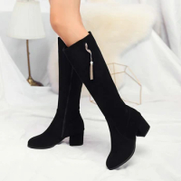 Autumn Winter High Heel Women Boots Round Toe Zip Footwear Female Boot Knee High boots Shoes womens plus size 32-48 boots c20-18