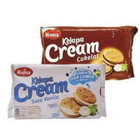 Biskuit Roma Kelapa Cream Coklat Susu Vanila Durian, Marie Gold Double Milk Chocolate Sandwichi Krim