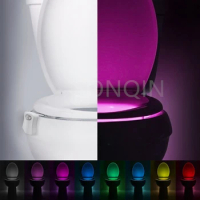 16color LED Night Light Luminaria WC Toilet Hanging Backlight Smart Body Motion Sensor Battery Powered Toilet Seat Warming Light