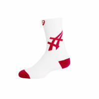 Asics 襪子 Logo Socks 男女款 白 紅 台灣製 加厚底 亞瑟士 長襪 中筒襪 運動襪 3033B365601