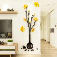 Traditional Chinese Style Wall Stickers Flower Vase Wall Decorations Sticker DIY Wallpaper Mural 3D Living Room Wall Decals New