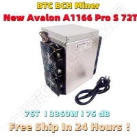 Free Shipping New BTC BCH Miner Avalon A1166 Pro 72T With PSU Better than AntMiner S17 S17+ S19 Whatsminer M31S 68T 85T 95T