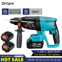 Dillpro Brushless Cordless Rotary Hammer Drill Multifunction Rechargeable Electric Hammer Impact Drill for Makita 18V Battery