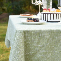 宜家►日式鮮綠色麻點布麻餐餐桌布 (100*160cm) 長方形棉麻日系餐桌巾