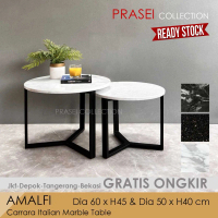 AMALFI set - Carrara Marble Coffee Table Meja Marmer Putih Sofa