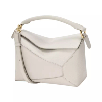 LOEWE Small Puzzle Edge Bag in Soft Grained Calfskin Light Ghost Ghw