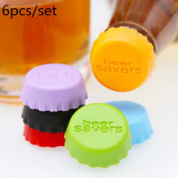 6pcs Beer Cover Soda Cola Lid Wine Saver Stopper For Kitchen Bar Supply Soft Silicone Non-toxic Reusable Silicone Bottle Caps