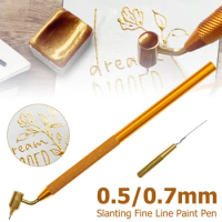 Creative Slanting Fine Line Paint Pen Retro Fluid Writer Pen with Knurled Long Handle Precision Touch Up Gold Paint Pen Tool