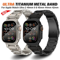Ultra Titanium Band for Apple Watch Ultra 2 49mm 45mm 44mm 42mm Men Link Bracelet for Iwatch Series 9 8 7 6 5 4 Se Correa Strap