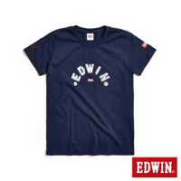 EDWIN 紅標金屬字LOGO短袖T恤-女款 丈青色