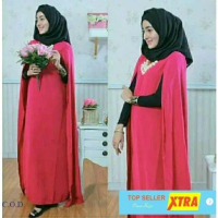 Baju Maxi cape Vinola OX Maxi Wanita spandek Fanta Kekinian@@ Balon Fit Muslim Dress