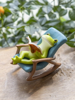 創意動物搖椅擺件可愛小青蛙庭院陽臺造景桌面樹脂家居裝飾品禮物