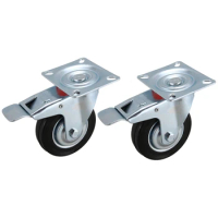 HOT-2Pcs Furniture Casters Wheels Rubber Swivel Caster Roller Wheel For Platform Trolley Chair Household Accessori