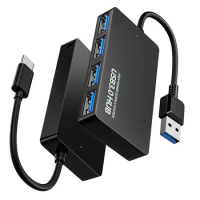 USB Hub 4 Port USB/Type C Hub Extender 2.0 3.0 Fast Speed Splitter Adapter 4 In 1 Docking Station USB Cable for Computer PC