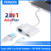 Type USB C to Ethernet RJ45 Adapter with PD 60W Charge 10/100Mbps LAN Network Hub for MacBook Pro/Air iPad Pro Xiaomi and More
