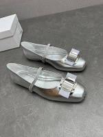 Ferragamo 菲拉格慕方頭蝴蝶結扣瑪麗珍鞋芭蕾舞鞋-Misaki精品