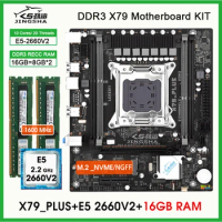 x79 Plus motherboard kit Intel Xeon E5 2660 V2 10 cores processor 2*8GB=16GB 1600MHz DDR3 RAM X79 placa mae Set LGA 2011 kit