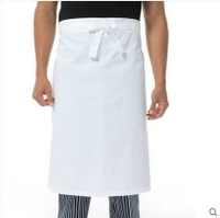 廚師工作圍裙半截長圍裙帶口袋圍裙 面點食品加工白色圍裙半身1入