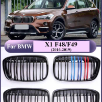 Lower Front Bumper Kindey Grill Styling Dual Matte M Design Black Grille for BMW X1 F48 F49 2016-2019 XDrive Car Accessories