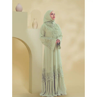 Explosive Models PLEATED ALLIUM ABAYA Abaya Pleated Allium Dresses Lace Sleeves ABAYA Muslim Jubah M