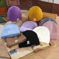 Women's New Warm Keeping R Brand Wool Korean Fashion Baotou Versatile Knitted Owner's Guapi Hat Male