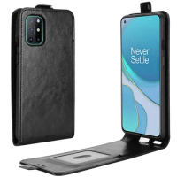 OnePlus8T Case for OnePlus 8T (6.55in) 5G Cover Down Open Style Flip Leather Thick Solid Card Slot Black One Plus T8 1+8T KB2001