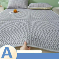 Soft Thicken Latex Summer Mat for Bed Solid Cooling Rayon Quilted Bed Sheet and Pillowcase Breathable Washable Cool Mattress Pad