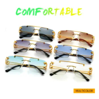 Double Bridge Rimless Cut Edge Sunglasses For Men And Women Oval Vintage Brand Designer Square Shades Eyewear Anti-Glare UV400