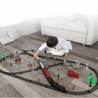 Kids Electric Steam Train Toy Rail High-Speed Rail Parking Lot Model Family Reunion Party Game Boy EMU Birthday Gift
