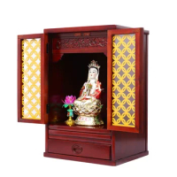 Solid Wood Fokan Cabinet with Door Altar Altar New Chinese Style Modern Small Wall-Mounted