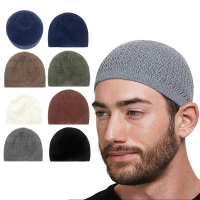 Casual knitted hat for Muslim men, prayer hat, warm winter hat, adult Islamic Ramadan hat, skullcap
