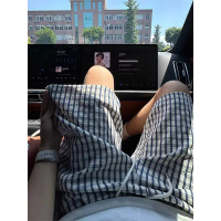 Shorts with plaid and striped patterns for men women, casual summer style, bubble fabric, knee lengt