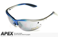 【【蘋果戶外】】APEX 610 藍銀 台製 polarized 抗UV400 寶麗來偏光鏡片 運動型太陽眼鏡 可加購近視鏡框 附原廠盒、擦拭布(袋)