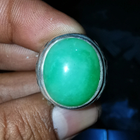 Batu giok asli ring perak handmade mewah lawasan