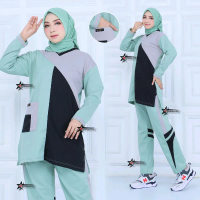 NEW PRODUK PREMIUM || Setelan Baju Olahraga Senam Tunik Wanita Muslimah / Stelan Senam Tunik Wanita 