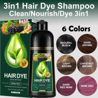 500ml FEKAGNAS 3in1 Hair Dye Shampoo Clean Hourish Dye Herbal Hair Care Safe Hairs Coloring Gery Hair To Darkening Fast Black