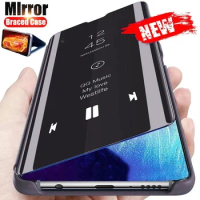 Luxury Mirror Flip Case For Poco F5 X5 X4 Pro 5G X3 NFC M3 M4 Pro M5 F4 X3 GT Stand Cover For Xiaomi Poco F3 X3 X5 F5 Pro Case