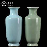 仿古汝窯汝瓷瓶子中式古典簡約陶瓷大花瓶家居客廳玄關裝飾品擺件