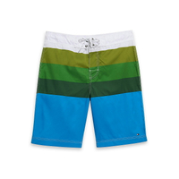 美國百分百【Tommy Hilfiger】海灘褲 TH 男 短褲 泳褲 沙灘褲 衝浪褲 條紋 白色 綠 藍 L號 F193