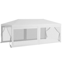 Outsunny 10' x 20' Party Tent, Outdoor Wedding Canopy &amp; Gazebo with 6 Removable Sidewalls, Shade Shelter for Events, BBQs, White