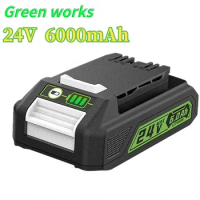 Replacement greenworks 24v 6.0ah lithium battery bag708.29842 compatible with 20352 22232 24v greenworks battery tools