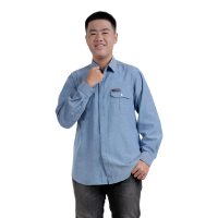 ALZARA COSTOOM Kemeja Pria Lengan Panjang Oxford KM-02 BLUE DENIM
