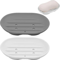 Bathroom Soap Dish Dish Rack Holder Saver Tray Box For Shower Silicone Rubber Drainer For Soap Sponge Scrubber Kitchen