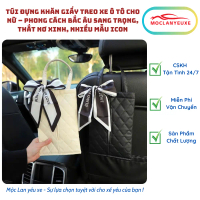 Túi Đựng Khăn Giấy Treo Xe Ô Tô Cho Nữ – Phong Cách Bắc Âu Sang Trọng, Thắt Nơ Xinh, Nhiều Mẫu Icon