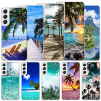 Summer Beach Sunset Sea Palm Tree Soft Case For Samsung Galaxy S24 S23 S22 S21 Ultra S20 FE S10 Plus Phone Cover S9 S8 + S10E