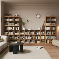 書架 書櫃 書桌 實木格子櫃書架置物架落地客廳展示架靠墻組合儲物收納家用書櫃