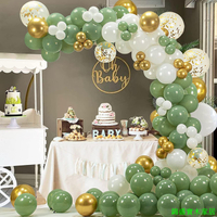 免運 開立發票 婚禮道具 擺件橄欖綠色牛油果綠氣球套裝生日派對裝飾場景布置復古色乳膠氣球鏈0410