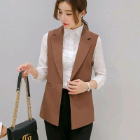 Vest Blazer Wanita Tanpa Lengan | Rompi Wanita | Pocket Vest Blazer Wanita Panjang Tebal Atasan